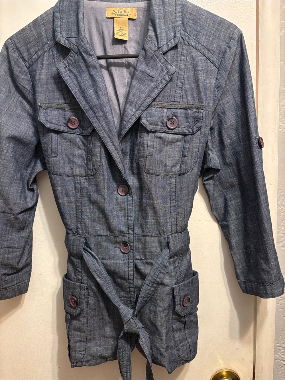 Peck & Peck Blue Denim-Style Utility Jacket